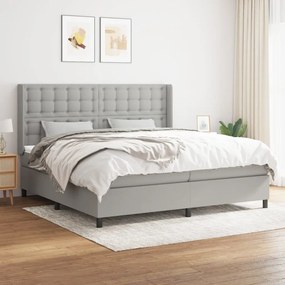 vidaXL Cama com molas/colchão 200x200 cm tecido cinza-claro