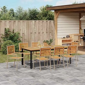 Conjunto de Jantar para Jardim vidaXL 9 Peças Vime Bege Acácia