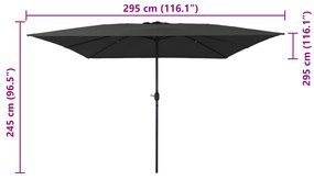 Guarda-sol Quadrado vidaXL 295x245 cm Antracite