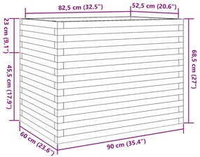 Vaso/floreira de jardim 90x60x68,5 madeira de pinho impregnada
