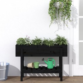 vidaXL Canteiro elevado de jardim 101x30x69 cm pinho maciço preto