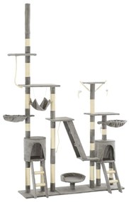 Árvore p/ gatos c/ postes arranhadores sisal 230-250cm cinzento