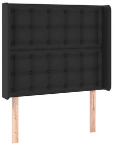Cama box spring c/ colchão/LED 100x200cm couro artificial preto