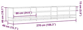 Móvel de TV 270x40x46 cm derivados de madeira cinzento sonoma
