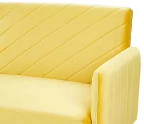 Sofá-cama de 3 lugares em veludo amarelo SENJA Beliani