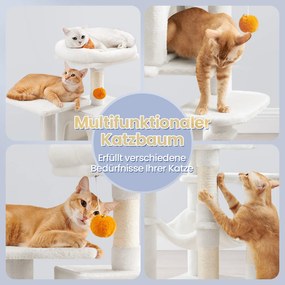 Arranhador para gatos com vários andares 45 x 35 x 112 cm branco