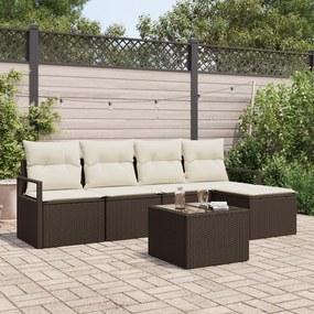 Conjunto de Sofá de Jardim 5 Peças com Almofadas Cinza Rattan Sintétic