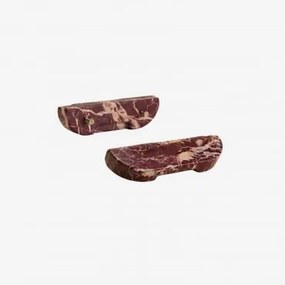 Pack De 2 Puxadores Em Pedra Natural Tinesla ↔︎ 16 Cm & Mármore Vermelho Cherry Gold - Sklum
