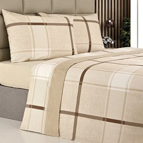 Cama 200x200 cm - Lençóis flanela para inverno - Jogo de lençóis em flanela nacional cor bege: cama 200cm - 1 lençol superior 280 x 280 cm + 1 lençol capa ajustável 200 x 200 + 28 cm + 2 fronha almofada 50x70 cm