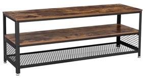 Suporte de TV industrial VASAGLE para telas de até 60 polegadas, gabinete de TV alongado, console, mesa de centro com estrutura de metal, textura semelhante à madeira, para sala de estar, quarto, marrom rústico LTV50BX