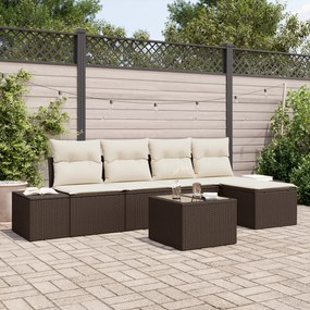 Conjunto de Sofá de Jardim de 5 Peças com Almofadas Cinza Rattan Poly
