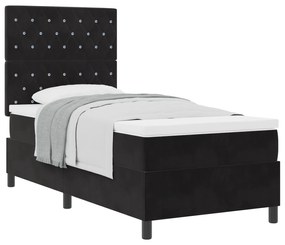 Camas Box Spring vidaXL com Colchão Preto 90x200 cm Veludo