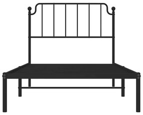 Estrutura de cama com cabeceira 100x190 cm metal preto