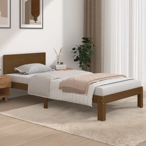 vidaXL Estrutura de cama solteiro 90x190cm madeira maciça castanho mel