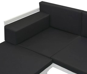 4 pcs conjunto lounge p/ jardim com almofadas alumínio preto