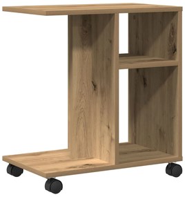 Mesa lateral vidaXL com rodas em Carvalho Artisan 50x30x55 cm de Madei