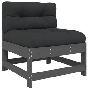 7 pcs conjunto lounge jardim c/ almofadões madeira maciça cinza
