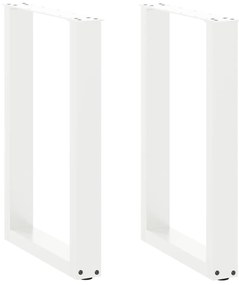 vidaXL Pés de mesa de jantar em forma de U, 2 peças, branco, 50x(72-73) cm, aço