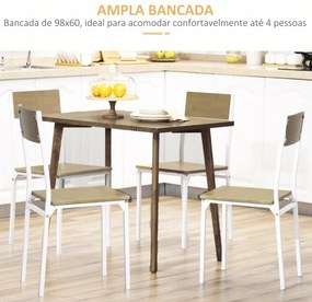 Mesa de Jantar Retangular com Pés de Madeira de Pinho para Sala de Jantar Escritório 98x60x76,5cm Madeira