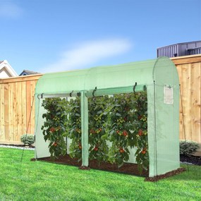 Estufa Jardim Tipo Túnel com 4 janelas e 2 portas para Plantas de PE de aço 300x100x200 cm Verde
