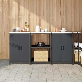 vidaXL Conjunto de Armazenamento de Cozinha 3 pcs Cinzento-escuro