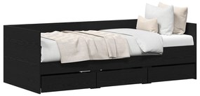 Cama Carvalho Preto Madeira Derivada 90 x 200 cm Durável Cama
