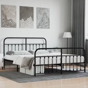 Estrutura de cama sem colchão com pés 180x200 cm preto
