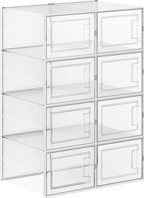 Conjunto de 8 caixas de sapatos empilháveis transparente, branco