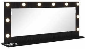 Espelho de Vaidade com Luzes LED Carvalho Preto 100x45x18 cm