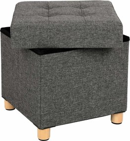 Banco arrumação 38 x 38 x 40 cm com pés de madeira cinzento escuro