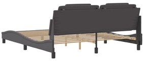 Estrutura cama c/ cabeceira 180x200cm couro artificial cinzento