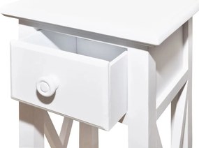 Mesa lateral com gaveta branco