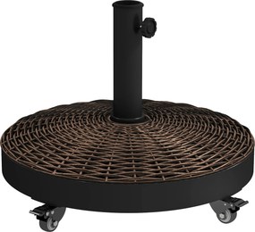 Base de peso para guarda-sol, peso líquido 22,7 kg, em resina com 4 rodas Φ52 x 41 cm (altura) - bronze