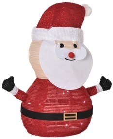 Outsunny Pai Natal de Tecido com Luzes LED Figura Decorativa Luminosa de Natal com Botão de Interruptor para Interior e Exterior Ø30x51cm Preto Branco e Vermelho