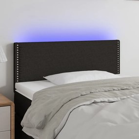 Cabeceira de cama c/ luzes LED tecido 100x5x78/88 cm preto