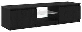 Gabinete de TV vidaXL com Luzes LED em Madeira de Carvalho Preto 140x4