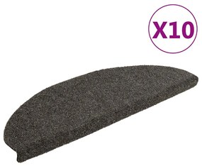 vidaXL Tapetes escada autoadesivos 10 pcs 65x21x4 cm cm antracite