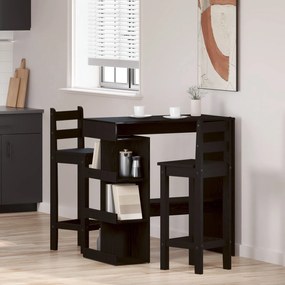 Mesa de Bar em Carvalho Preto com Prateleira de Armazenamento, 100x50x