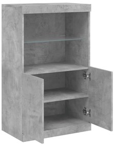 Aparador com luzes LED 60,5x37x100 cm cinzento cimento