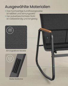 Conjunto de jardim baloiço com banco de jardim e 2 cadeiras de baloiço com mesa Preto