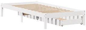 Cama sem colchão 75x190 cm madeira de pinho maciça branco