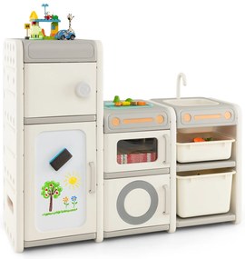 Conjunto de cozinha de madeira para brincar de faz de conta para crianças pequenas - cinza