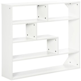 Estante de Parede de 4 Níveis com 7 Compartimentos Abertos para Sala de Estar Dormitório Escritório Estilo Moderno 94x19,5x80cm Branco