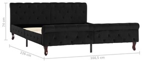 Estrutura de cama 160x200 cm veludo preto