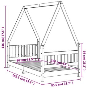 Estrutura de cama infantil 80x160 cm pinho maciço