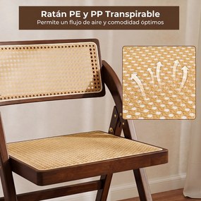 Conjunto de 2 Cadeiras de Jantar Dobráveis (MESA NÃO INCLUIDA), 56 x 49 x 80 cm, Encostos Rotativos de 360°, cor Nogueira
