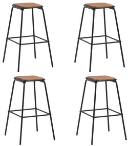 vidaXL Bancos de bar 4 pcs madeira de pinho maciça e aço preto