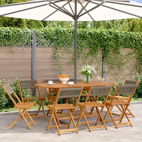 Cadeiras de jardim dobráveis 8 pcs madeira acácia maciça cinza