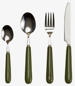 Conjunto De Talheres De 16 Peças Em Aço Inoxidável E Cerâmica Liamar Verde Azeitona Intenso - Sklum