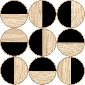 HOMCOM Quadro Decorativo de Parede Geométrico Decoração de Parede Moderno 3D 60x60 cm com Espelho de Plástico Preto e Madeira | Aosom Portugal